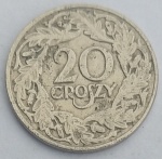 Polonia - Moeda de 20 Crosy de 1923 - PRATA 