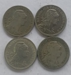 Portugal - 4 Moedas de 50 Centavos de 1927,1940,1946 e 1952 - 1927 E 1940 Baixa tiragem Escassa - MBC - (EV48)