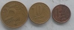 Brasil - Moedas de 0,01: 0,10: 0,25 Centavos de Real 1998 - Circuladas - MBC  - (EV55)