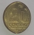 Brasil - Moeda de 0,20 Centavos  de 1950 - ANOMALA Falta partes, e ovalada - MBC  - (EV57)