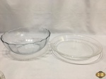 Lote composto de 2 pirex redondo fundo. Medindo o maior 25,5cm de diâmetro x 9,5cm de altura.