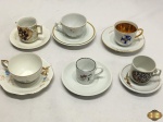 Lote de 6 xícaras de café para colecionador em porcelana.