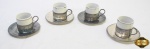 4 xícaras de café em porcelana com suporte em prata 90 Cristofoli.