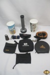 Lote diverso composto de lanterna, copos, necessaires, case para cd, etc.