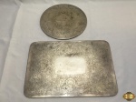 Lote de 2 descansos de panela em prata 90 cinzelada. Medindo o retangular 36cm x 26cm.