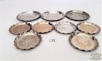 9 descansos de copo em prata 90 modelos variados. Medida 16 cm de diametro