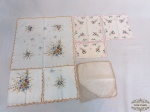 Lote de 9 guardanapos diversos. Os maiores medindo 40x40cm de comprimento e os menores 24x24cm de comprimento.