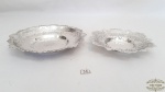 Lote com 2 peças 1 Pãozeira e 1 Centro de mesa em Prata Rendados MS Meridional.Medidas: maior 20cm diâmetro , pequeno 17cm diâmetro.