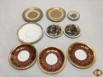 Lote de 6 pires de café e 3 pratos decorativos em porcelana.