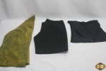 Lote de roupas  femininas. Composto por 2 blusas sendo 1 to TAM P, outra camisa social TAM M e 1 calça Skinny preta TAM G.