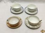 Lote de 4 xícaras de chá em porcelanas diversas.