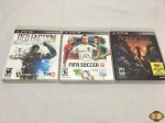 Lote de 3 jogos de Playstation 3, composto de Resident Evil Operation Raccoon City, Red Faction e Fifa Soccer 12.