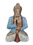 Grande escultura da Buda em madeira entalhada com origem oriental. Medida 45cm de altura.