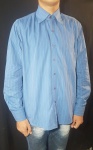 AVIATOR - Camisa masculina em algodão (100%), no padrão listrado, em tons de azul e amarelo. Tam.: 3. Pouco uso ou nenhum uso.
