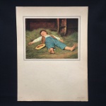 ALBERT ANKER - "IM REU" Antiga gravura sobre cartão, medindo 20,5 cm x 23 cm. Exemplar de coleção e em excelente estado. Dimensões totais: 41 cm x 31 cm.