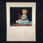 ALBERT ANKER - "DIE ROTE PUPPE" Antiga gravura sobre cartão, medindo 20 cm x 23,5 cm. Exemplar de coleção e em excelente estado. Dimensões totais: 41 cm x 31 cm.