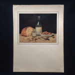 ALBERT ANKER - "STILLEBEN" Antiga gravura sobre cartão, medindo 18 cm x 23 cm. Exemplar de coleção e em excelente estado. Dimensões totais: 41 cm x 31 cm.