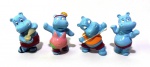 KINDER OVO - FERRERO - Lote contendo 4 figuras Happy Hippo da série Kinder Ovo da marca Ferrero. Medindo 3,5cm de altura cada.