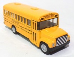 KINSFUN - Carrinho ônibus escolar de fricção em metal da marca Kinsfun com porta retrátil. Medindo 5cm de altura por 12,5cm de comprimento.