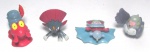 POKEMON - BANDAI - Lote contendo 4 figuras em vinil de personagens da série Pokémon, peças originais da Bandai. Medindo aprox. 5cm de altura cada.