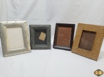 Lote composto de 4 porta retratos, modelos e tamanhos diversos. Medindo o maior 21,5cm x 16,5cm.