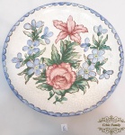 Prato decorativo  em Faiança Decorado com Flores.Pequeno Bicado 30 diametro
