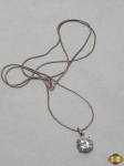 Colar em prata de lei rabo de rato com pingente de cristal. Medindo 60cm de comprimento aberto. pesando 6 gramas.