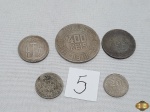 Lote composto de 5 moedas de Reis para colecionador.