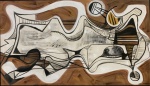 BURLE MARX , ROBERTO- espetacular panneau ,tinta gráfica s/tecido, emoldurado e assinado, medindo: 1,63 m x 95 cm (Coleção Particular do Rio de Janeiro)