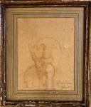 Émile TRONCY (1859-1943) - desenho s/ papel  muito antigo , com mancha de umidade, medindo 30 x 36 cm   e 20 x 24 cm.