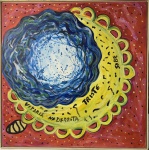 Artur BARRIO (1945) - óleo s/ tela, assinado e datado 1985 no verso, medindo: 1,03 m x 1,03 m
