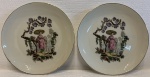 Porcelana di Laveno - par de pratos de coleção italianos, pintado a mão, medindo: 18 cm diâmetro.