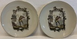 Porcelana di Laveno - par de pratos de coleção italianos, pintado a mão, medindo: 18 cm diâmetro.