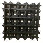 Joaquim TENREIRO (1906-1992) - escultura de parede, triliça em madeira ripadas na cor preta, medindo: 80 cm x 80 cm (coleção particular do Rio de Janeiro) (foi repintada e restaurada)