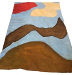 ROBERTO BURLE MARX - Espetacular toalha de mesa, pintura s/ pano, medindo: 1,14 m x 2,10 m