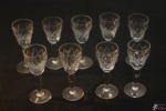 9 Taças De Licor Em Cristal Lapidação Losango. MEDINDO 4,5CM DE DIÂMETRO X 11CM DE ALTURA