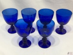 6 Taças De Vinho Em Cristal Prado Azul Cobalto. MEDINDO: 12CM DE ALTURA X 8,5CM DE DIÂMETRO