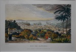 THOMAS KELLY - "Vista do Rio de Janeiro". Gravura colorida. Gravador I. Whefsell. "London published by Thomas Kelly 17 Paternoster Row". 13 x 19 cm.