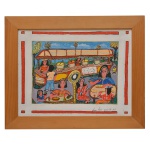 MARIA JOSÉ BATISTA – `Barraca de Comidas Típicas`. Assinado. 30 x 38 cm. A artista plástica Maria José Batista é paraense e autodidata. Ela tem uma história de luta e perseverança, tendo na arte o maior estímulo para o crescimento interior e profissional. Desde criança aprendeu a gostar dos pincéis e das tintas com o pai, artista plástico que incentivou a filha a seguir na descoberta da magia da pintura. Adulta, teve que trabalhar como empregada doméstica para sustentar os filhos, mas a vontade de pintar nunca desapareceu, nem mesmo nos momentos mais difíceis e desesperadores. Com o início dos cursos na Fundação Curro Velho, a esperança de seguir a carreira artística ficou cada vez mais perto da realidade e a confirmação de uma nova vida foi nela reacendida. Com traços simples retrata cenas do cotidiano popular, particularmente do bairro do Acampamento, onde reside. Atualmente, ministra oficinas e trabalhou na preparação do carnaval da Fundação Curro Velho para as crianças da comunidade da Vila da Barca. Com participação em dezenas de exposições coletivas e individuais, inclusive na Bienal de Arte Naif em Piracicaba – SP, como convidada e com obras adquiridas por colecionadores nac