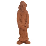 Arte popular Brasileira – `São Francisco` Escultura em barro. Ass. Carolina. 19,5 cm.