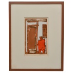 LEO DEXHEIMER - "Fachada com Figura Humana". Litografia. Tiragem 36/160 Ass. cid. Datado: Goiás 69. 32 x 20 (MI). 55 x 49 (ME). Gravador, pintor, estudou gravura com Iberê Camargo e litogravura com Marcelo Grassmann.