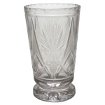 Vaso de cristal europeu lapidado circular. 20 x 12 cm.
