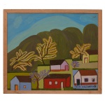 CÉLIO DE FARIA – `Quatro Casa`. Assinado. 37 x 44 cm. Nascido em Belo Horizonte no ano de 1947 numa família de quatorze irmãos, Célio de Faria começou a trabalhar cedo, ajudando o pai como pedreiro, pintor de parede e comerciante. Em seguida começou a atuar como moldureiro, já adulto. Esta atividade lhe proporcionou convivência periférica com a arte e contato fragmentado com obras de alguns artistas. Autodidata, Célio nunca estudou arte, nunca teve professor, nem mesmo um convívio próximo com o meio de artes visuais. Suas criações se deram longe das influências e tendências da moda ou de modelos compartilhados.