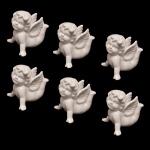 Conjunto de seis descansos de talheres representados por anjinhos em porcelana branca 6 x 6 cm.