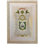 RARA - Litografia comemorativa a Princesa Isabel. Colorida de época. Circa de 1880. Restaurada nas bordas. Texto e imagens preservadas.  70 x 40 (MI). 92 x 69 (ME)