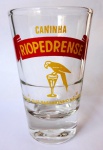 Colecionismo - Antigo copo de vidro da caninha Riopedrense. Material em excelente estado de conservação. O copo mede 9,2 cm de altura e 5,5 cm de diâmetro de boca.