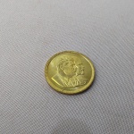 39. Reprodução banhada a Ouro da moeda da URSS, 1949, bustos de STALIN e LENIN. Mede 25mm. Esta peça se trata de uma réplica.