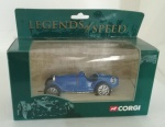 Miniatura  Legends of Speed- racing car blue 00202 – escala 1/43 - Corgi 2000 – usada, muito bem conservada, na embalagem.
