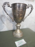 Troféu no feitio de grande taca em metal. (desgastes)