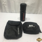 Lote composto de 2 necessaires e 1 pote com tampa. Medindo o pote 22,5cm de altura.